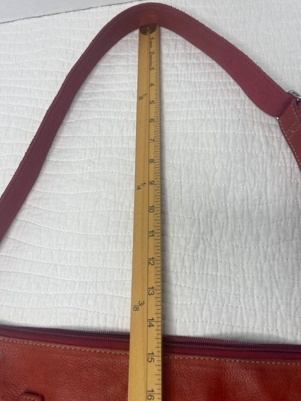 Vintage Fossil Sutter Soft Pebbled Leather Crossbody Red Everyday Purse Bag - Picture 12 of 15